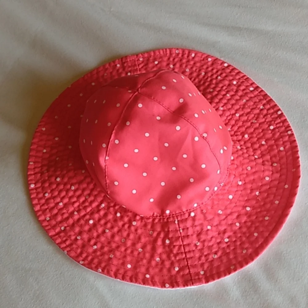 Carters Kids Pink White Polka Dot Sun Hat Bucket Beach Vacation Toddler‎ 12 24m